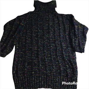 Vintage Robin Ross Turtleneck Sweater Sz M Multicolor Chunky Warm Cozy